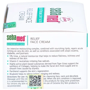 Kem Sebamed Extreme Dry Skin Relief Face Cream 5% dưỡng ẩm, làm dịu, phục hồi da khô, viêm da cơ địa (50ml)
