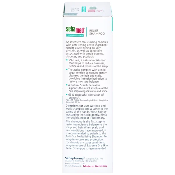 Dầu gội đầu Extreme Dry Skin Relief Shampoo 5% Urea Sebamed giảm khô, ngứa (200ml)