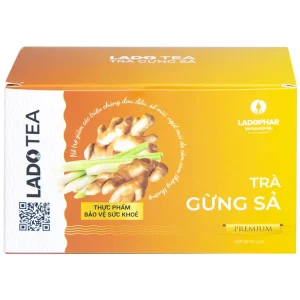 Trà gừng sả Lado Tea Premium Ladophar hỗ trợ giảm các triệu chứng đau đầu (20 túi x 2g)