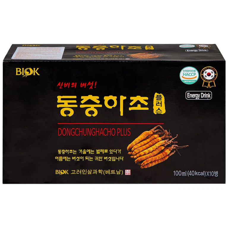 Nước Đông Trùng Hạ Thảo DongChungHaCho Plus Biok hỗ trợ tăng sức đề kháng (10 chai x 100ml)