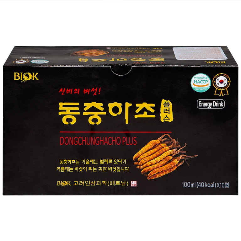 Nước Đông Trùng Hạ Thảo DongChungHaCho Plus Biok hỗ trợ tăng sức đề kháng (10 chai x 100ml)