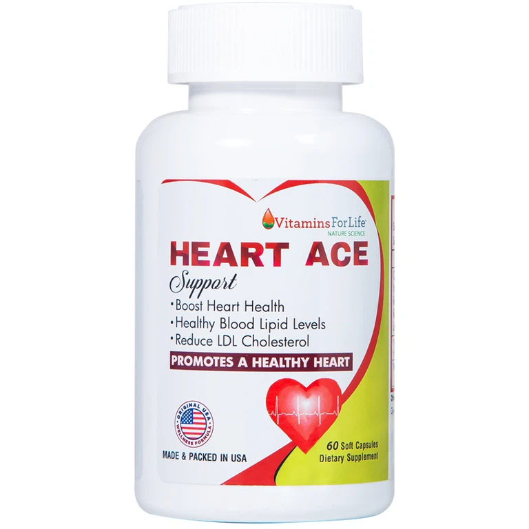 Viên uống Heart Ace Support Vitamins For Life hỗ trợ sức khỏe tim mạch, điều hòa nhịp tim (Hộp 60 viên)