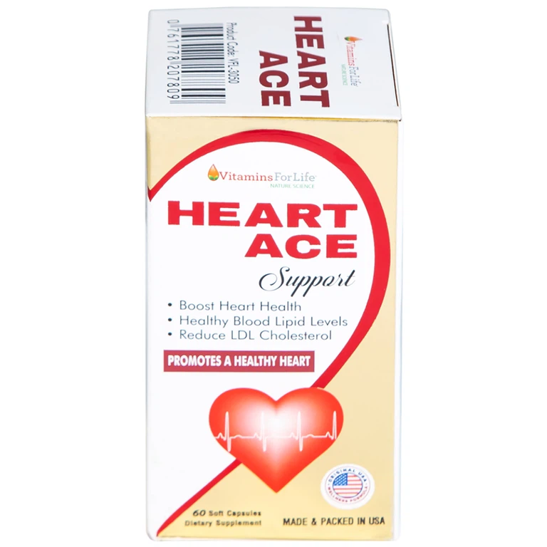 Viên uống Heart Ace Support Vitamins For Life hỗ trợ sức khỏe tim mạch, điều hòa nhịp tim (Hộp 60 viên)