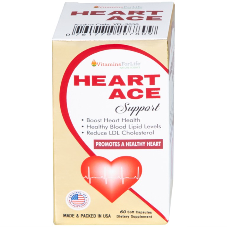 Viên uống Heart Ace Support Vitamins For Life hỗ trợ sức khỏe tim mạch, điều hòa nhịp tim (Hộp 60 viên)