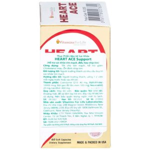 Viên uống Heart Ace Support Vitamins For Life hỗ trợ sức khỏe tim mạch, điều hòa nhịp tim (Hộp 60 viên)
