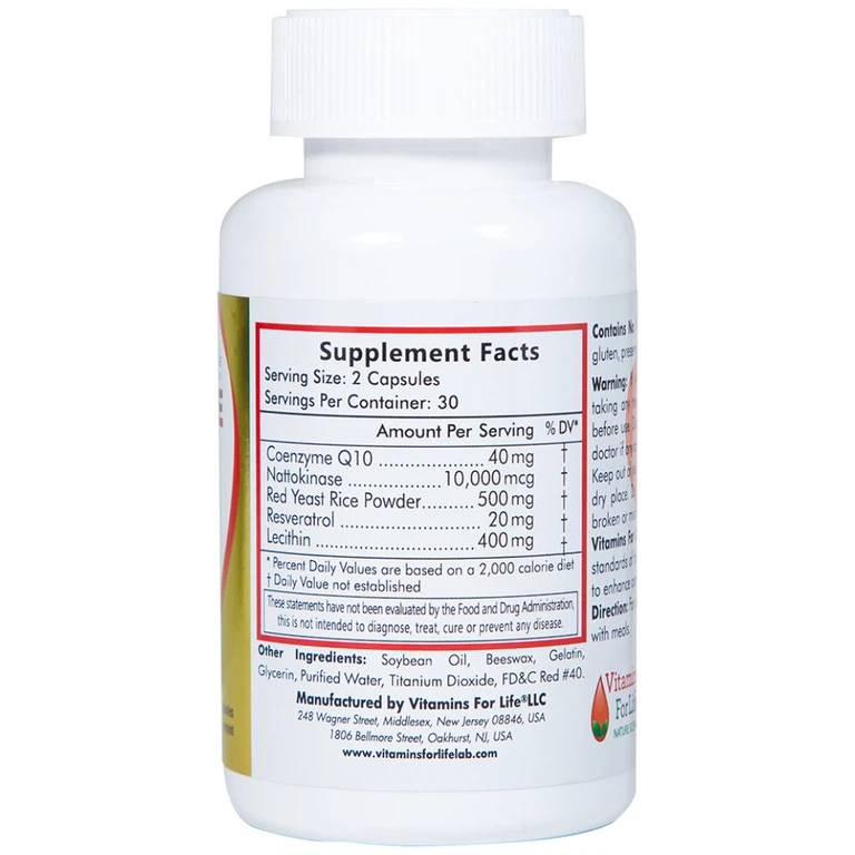 Viên uống Heart Ace Support Vitamins For Life hỗ trợ sức khỏe tim mạch, điều hòa nhịp tim (Hộp 60 viên)