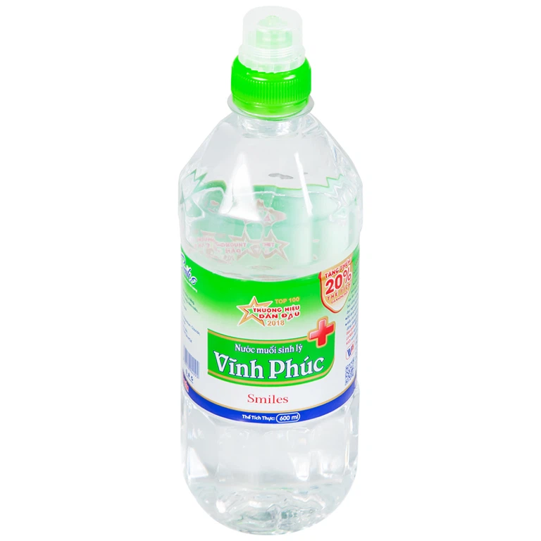Nước muối Vĩnh Phúc Natriclorid 0.9% Smiles làm sạch răng, khử mùi hôi khoang miệng (600ml)