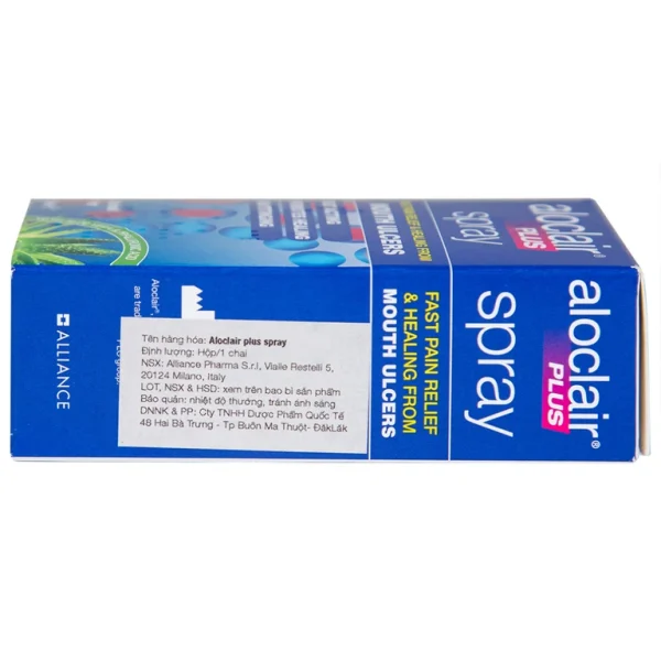 Chai xịt Aloclair Plus Spray giảm đau nhanh bệnh tay chân miệng, nhiệt miệng, chỉnh nha, nhổ răng (15ml)