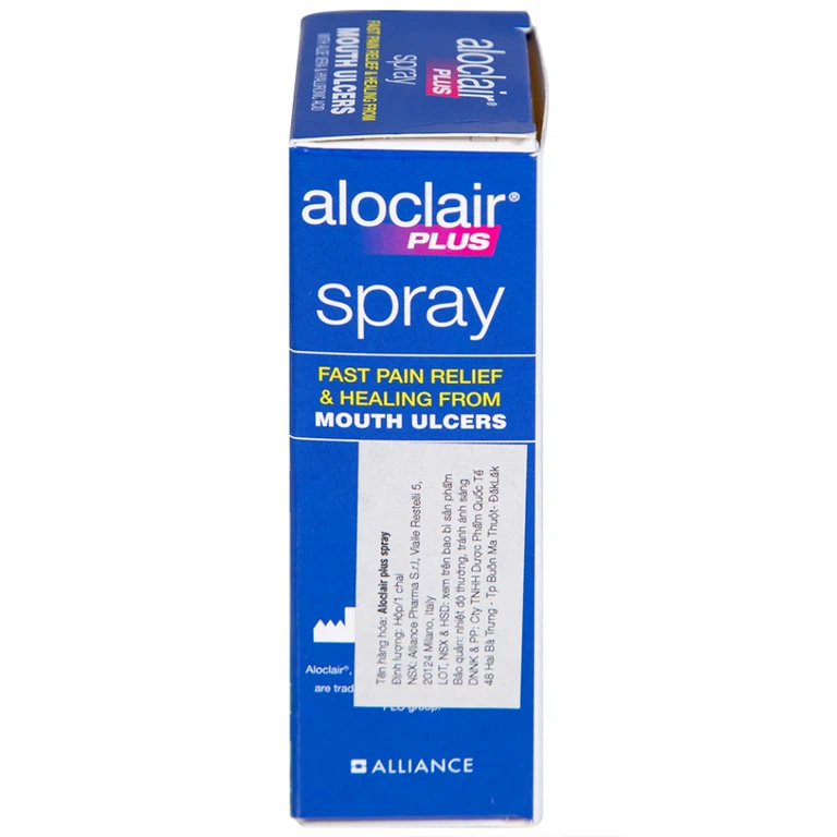 Chai xịt Aloclair Plus Spray giảm đau nhanh bệnh tay chân miệng, nhiệt miệng, chỉnh nha, nhổ răng (15ml)