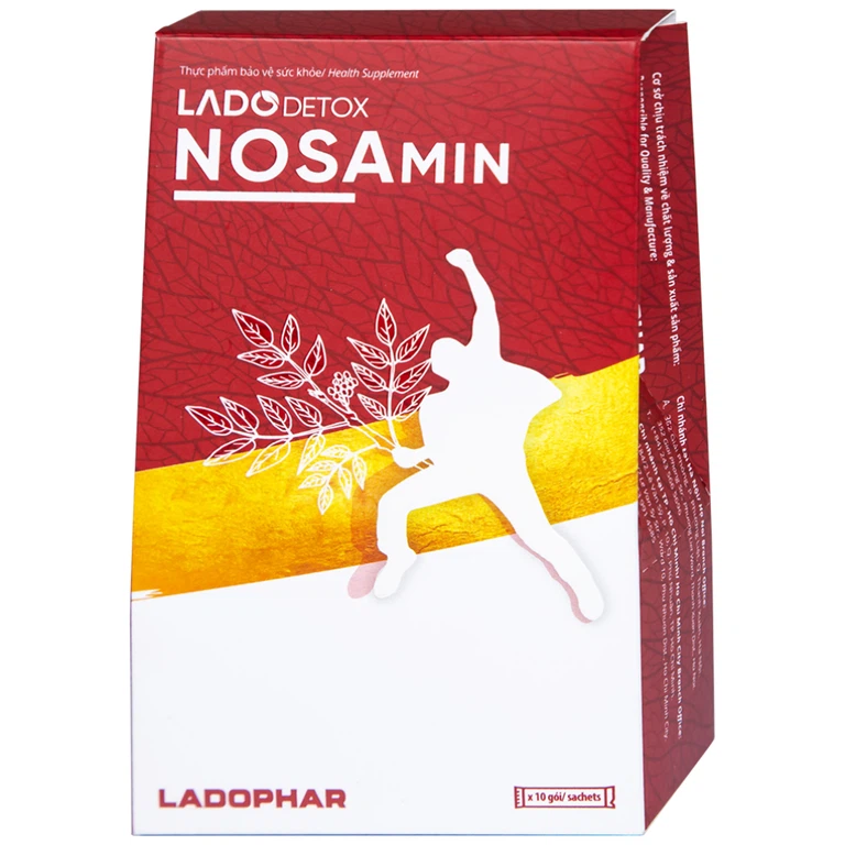 Nước giải rượu bia Ladodetox Nosamin Ladophar hỗ trợ giải rượu, bia, giảm khó chịu (10 gói x 15ml)