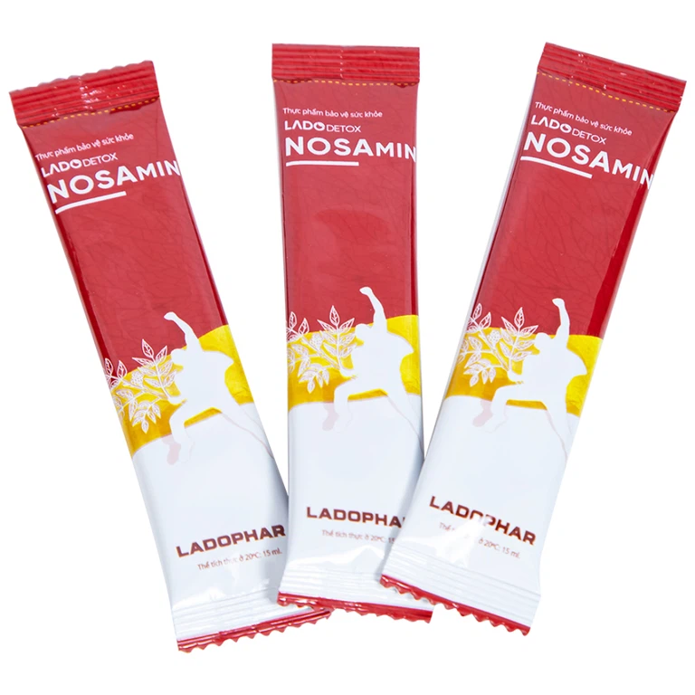 Nước giải rượu bia Ladodetox Nosamin Ladophar hỗ trợ giải rượu, bia, giảm khó chịu (10 gói x 15ml)