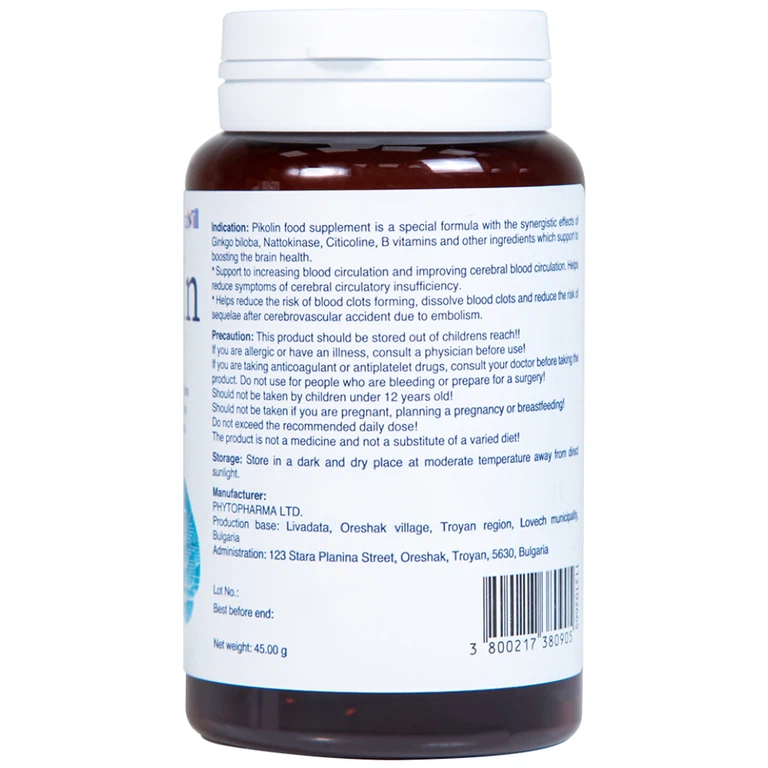 Viên uống Pikolin Ocavill hỗ trợ tăng tuần hoàn máu não (30 viên)