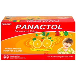 Bột sủi Panactol 250mg Khapharco vị ngọt, không đắng, hạ sốt, giảm đau cho trẻ (48 gói x 1.5g)