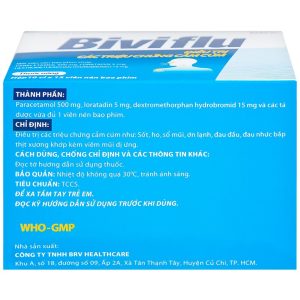 Thuốc Biviflu BRV điều trị các triệu chứng cảm cúm (10 vỉ x 12 viên)
