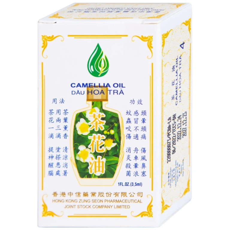 Dầu Hoa Trà Camellia Oil Hong Kong Zung Seon hỗ trợ điều trị cảm cúm, nghẹt mũi, chóng mặt, nhứt đầu (3.5ml)
