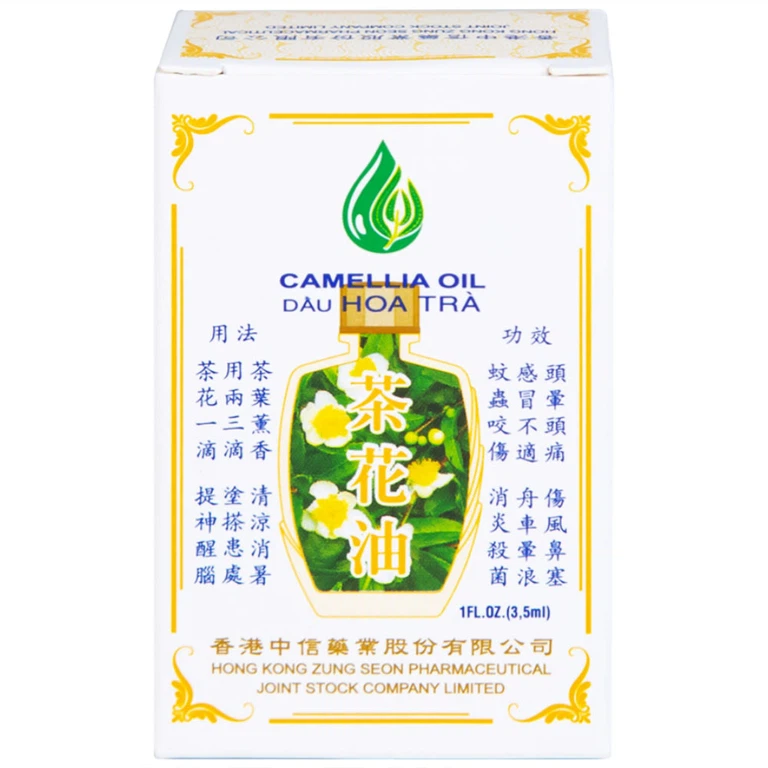 Dầu Hoa Trà Camellia Oil Hong Kong Zung Seon hỗ trợ điều trị cảm cúm, nghẹt mũi, chóng mặt, nhứt đầu (3.5ml)