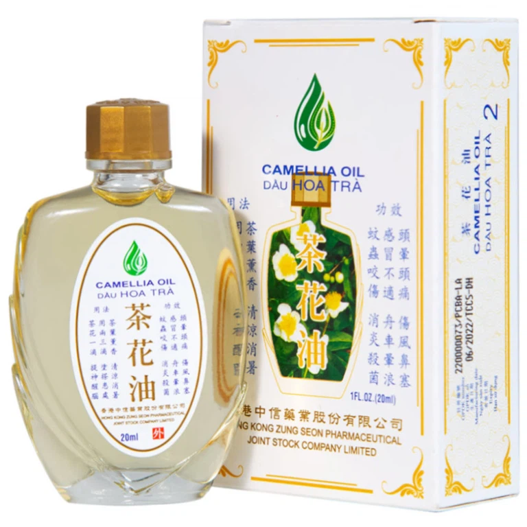 Dầu Hoa Trà Camellia Oil Hong Kong Zung Seon hỗ trợ điều trị cảm cúm, nghẹt mũi, chóng mặt, nhứt đầu (20ml)