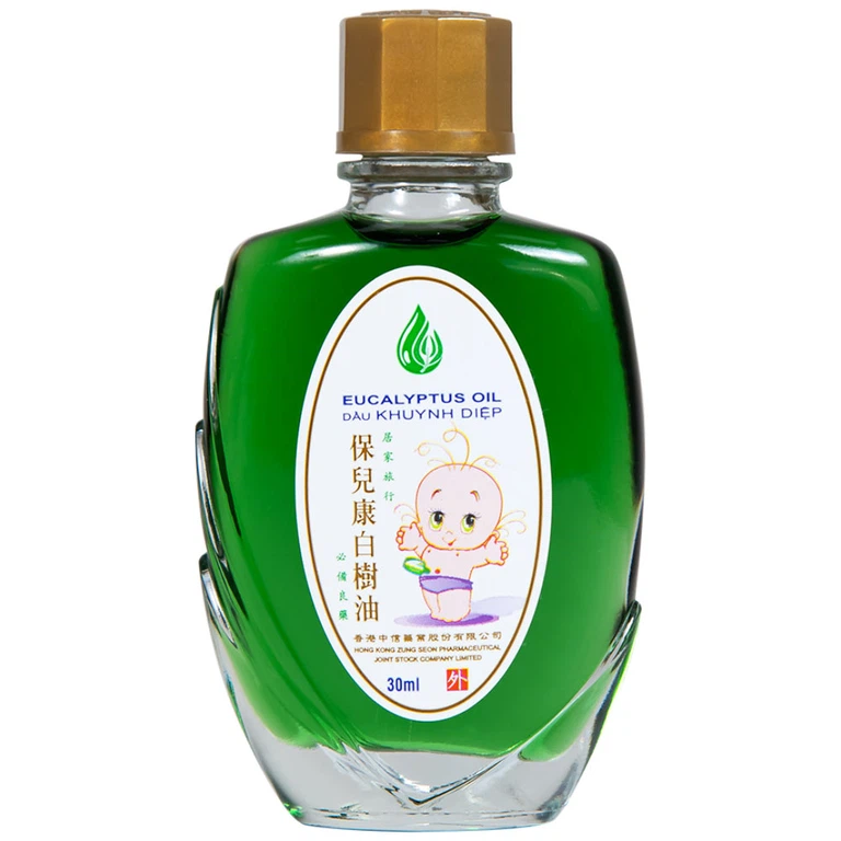 Dầu Khuynh Diệp Eucalyptus Oil Hong Kong Zung Seon hỗ trợ điều trị cảm cúm, nghẹt mũi, đau bụng, giữ ấm (30ml)
