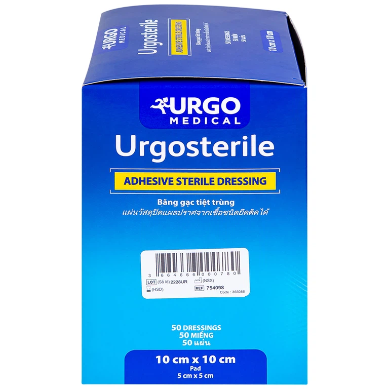 Băng gạc tiệt trùng Urgosterile 10cm x 10cm bảo vệ vết trầy xước, vết cắt, vết thương (50 miếng)