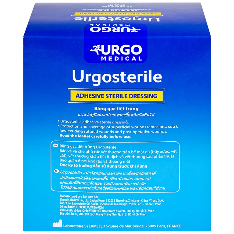 Băng gạc tiệt trùng Urgosterile 10cm x 10cm bảo vệ vết trầy xước, vết cắt, vết thương (50 miếng)