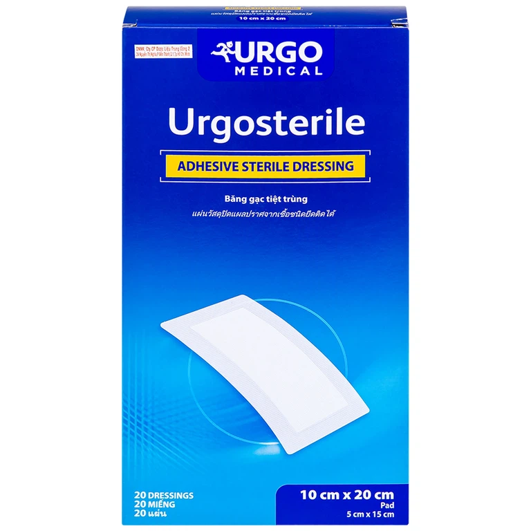 Băng gạc tiệt trùng Urgosterile 10cm x 20cm bảo vệ vết trầy xước, vết cắt, vết thương (20 miếng)