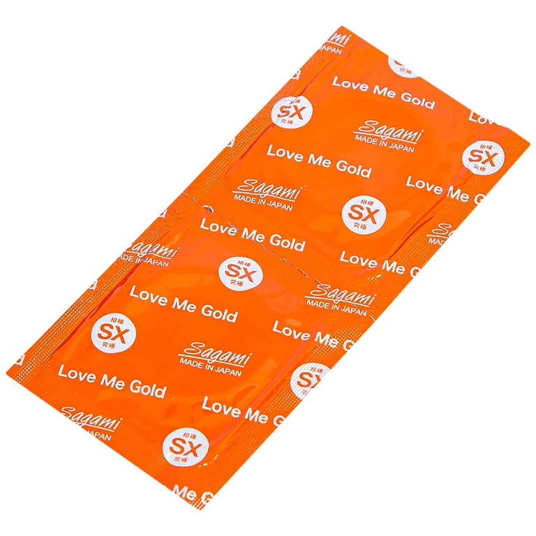 Bao cao su Sagami Love Me Gold siêu mỏng, trơn, không màu không mùi (10 cái)