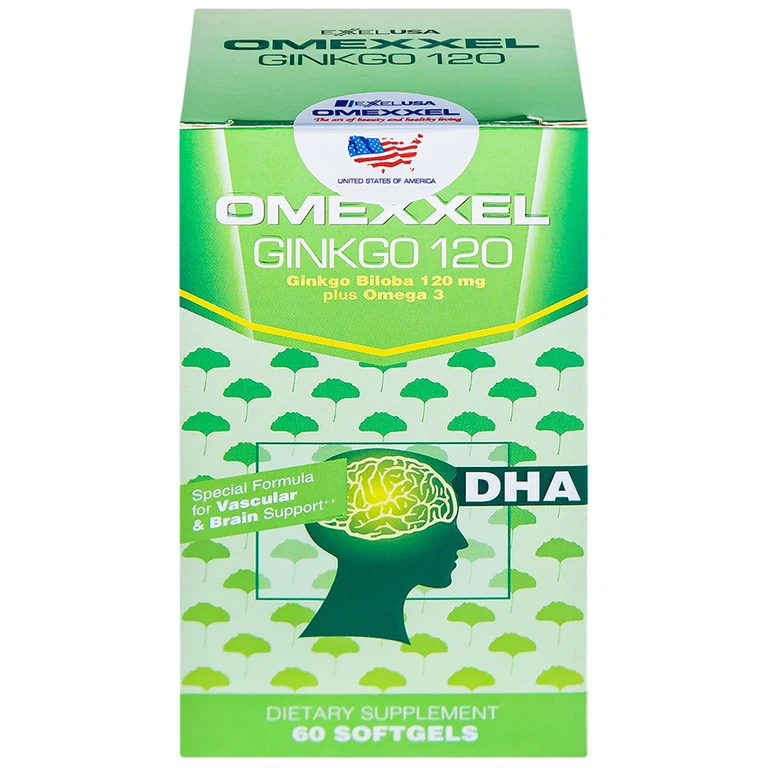 Viên uống Omexxel Ginkgo 120 OMEXXEL hỗ trợ tăng cường tuần hoàn máu não, tốt cho tim mạch (60 viên)