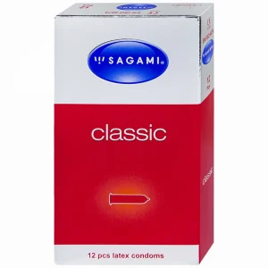 Bao cao su Sagami Classic siêu mỏng, nhiều chất bôi trơn, không mùi (12 cái)