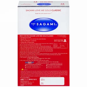 Bao cao su Sagami Classic siêu mỏng, nhiều chất bôi trơn, không mùi (12 cái)