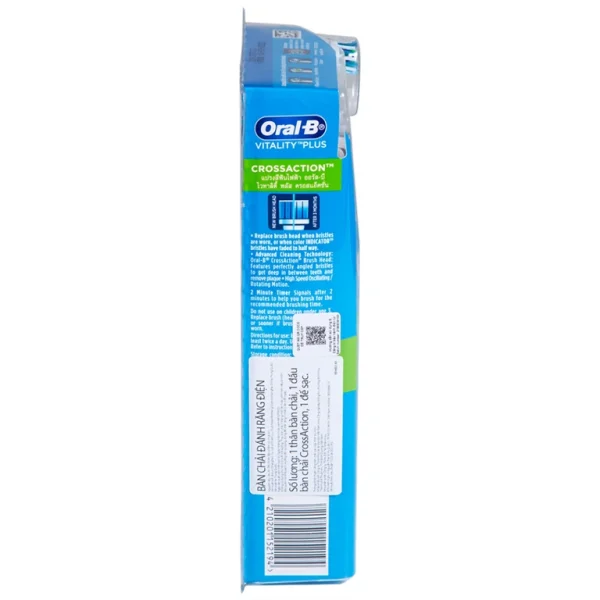 Bàn chải đánh răng điện Oral-B Vitality Crossaction Blue làm sạch mảng bám trên răng