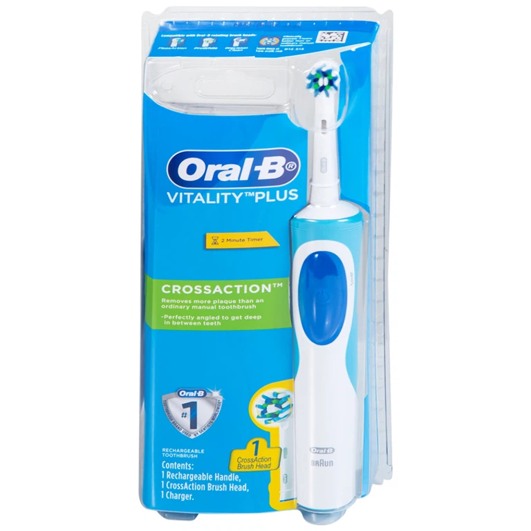 Bàn chải đánh răng điện Oral-B Vitality Crossaction Blue làm sạch mảng bám trên răng