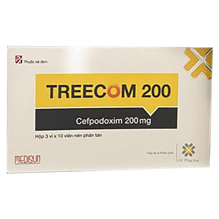 Thuốc Treecom 200 Medisun điều trị nhiễm khuẩn đường hô hấp (3 vỉ x 10 viên)