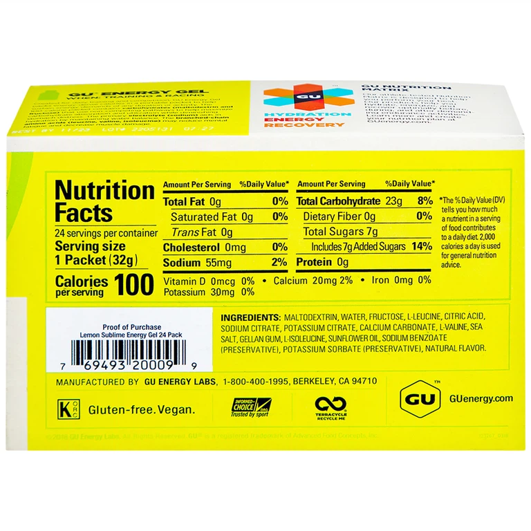 Thực phẩm bổ sung GU Energy Gel Lemon Sublime cung cấp dinh dưỡng và năng lượng (32g)