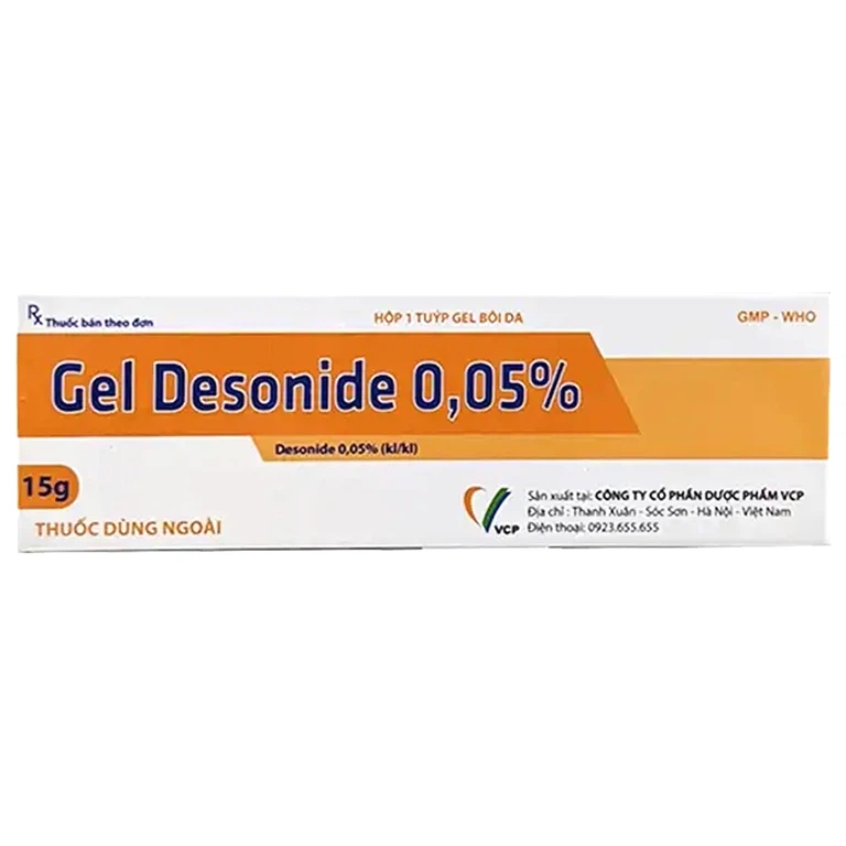 Gel Desonide 0,05% Vcp điều trị viêm da cơ địa từ nhẹ đến trung bình (15g)