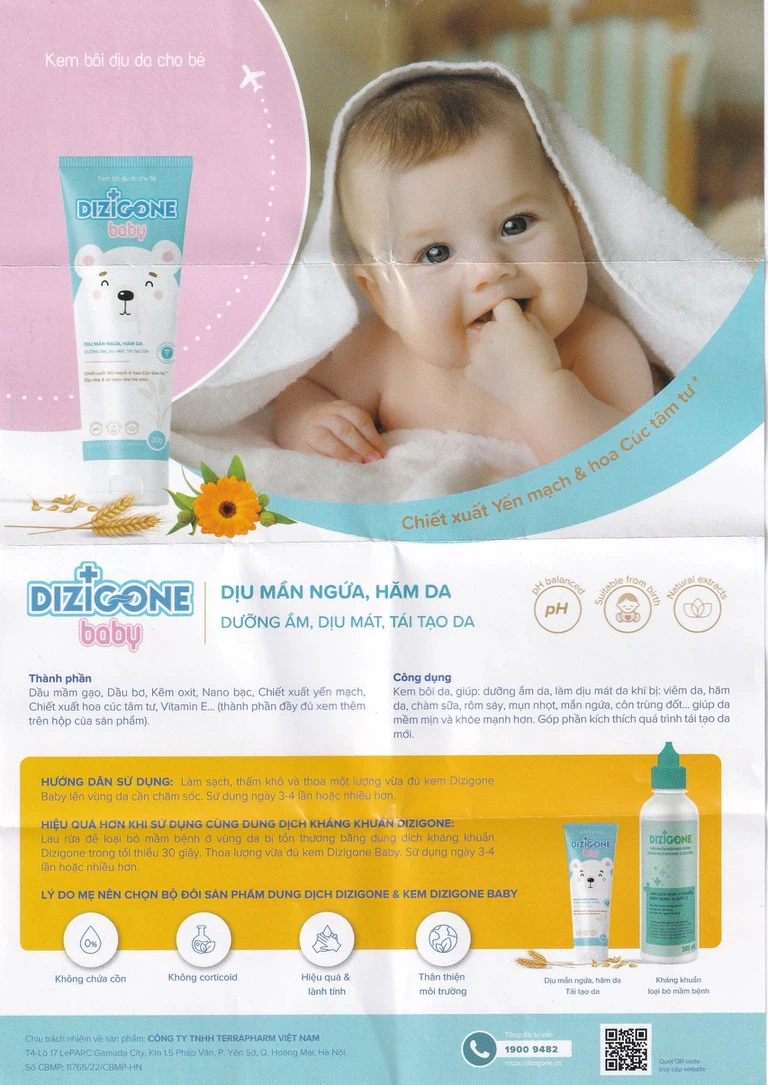 Kem bôi Dizigone Baby làm dịu da mẩn ngứa, hăm da cho bé (30g)