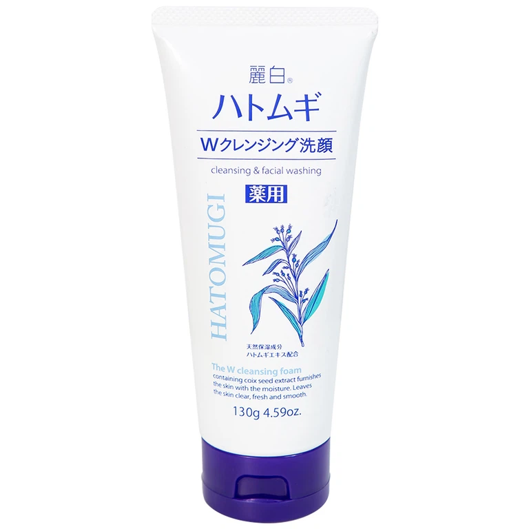 Sữa rửa mặt tẩy trang Hatomugi Reihaku Hatomugi W Cleansing Foam làm sạch da, loại bỏ bụi bẩn (130g)