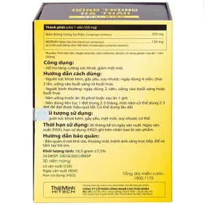 Đông Trùng Hạ Thảo Thái Minh hỗ trợ tăng cường sức khỏe, giảm mệt mỏi (30 viên)