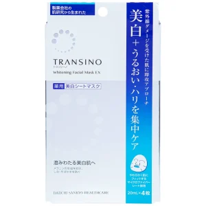 Mặt nạ dưỡng trắng da Transino Whitening Facial Mask EX ngăn ngừa nám và tàn nhang (4 miếng x 20ml)