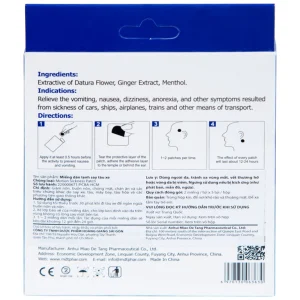 Miếng dán lạnh MDT chống say tàu xe, giảm nôn, buồn nôn (5 túi x 2 miếng)