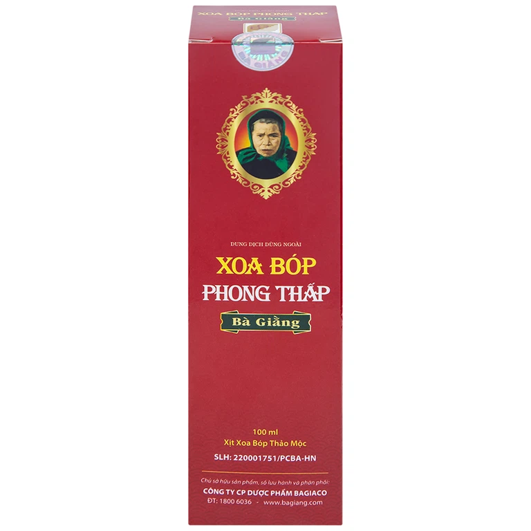 Xịt xoa bóp phong thấp Bà Giằng 100ml giảm triệu chứng phong thấp, đau gân cơ khớp