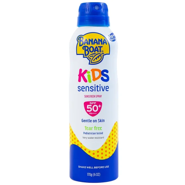 Xịt chống nắng trẻ em Banana Boat Kids Sensitive Sunscreen Spray SPF50+ PA++++ dành cho toàn thân (170g)