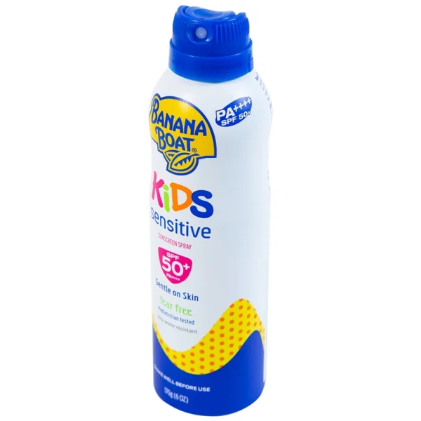 Xịt chống nắng trẻ em Banana Boat Kids Sensitive Sunscreen Spray SPF50+ PA++++ dành cho toàn thân (170g)