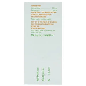 Thuốc bột uống Mitux 200mg DHG Pharma làm loãng chất nhầy đường hô hấp (24 gói x 1,5g)