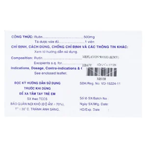 Viên nén Meflavon 500mg Mekophar điều trị hội chứng chảy máu, xơ cứng mạch máu (2 vỉ x 15 viên)
