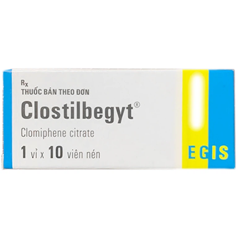 Thuốc Clostilbegyt 50mg Egis Pharma kích thích rụng trứng, điều trị vô kinh (1 vỉ x 10 viên)