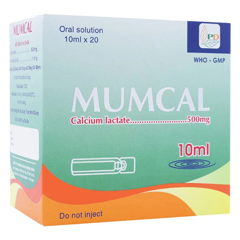 Dung dịch uống Mumcal 500mg Phương Đông bổ sung Canxi cho phụ nữ mang thai (20 ống x 10ml)