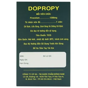 Thuốc Dopropy 1200mg Đông Nam điều trị triệu chứng chóng mặt (10 vỉ x 10 viên)