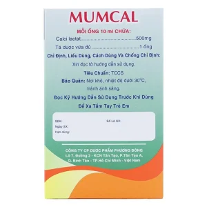 Dung dịch uống Mumcal 500mg Phương Đông bổ sung Canxi cho phụ nữ mang thai (20 ống x 10ml)