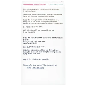 Thuốc Glyxambi 25mg/5mg Boehringer điều trị đái tháo đường típ 2 (3 vỉ x 10 viên)