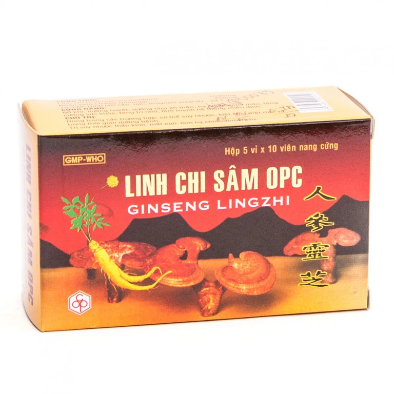 Viên nang cứng Linh Chi Sâm OPC bổ khí, dưỡng huyết, dưỡng tâm an thần, hạ cholesterol (5 vỉ x 10 viên)